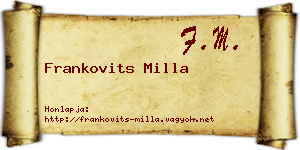 Frankovits Milla névjegykártya